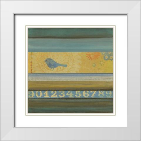 Blue Bird White Modern Wood Framed Art Print with Double Matting by Green-Aldridge, W.