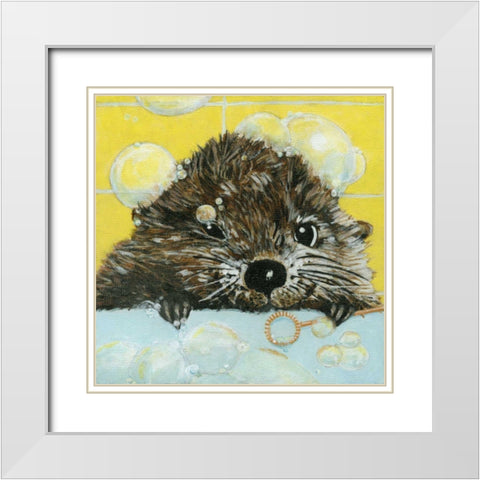 Bubbles - Olivia White Modern Wood Framed Art Print with Double Matting by Roll, Dlynn