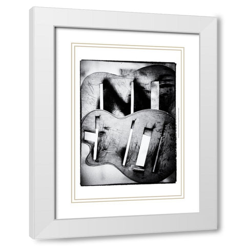 Guitar Factory IV White Modern Wood Framed Art Print with Double Matting by Ling, Tang