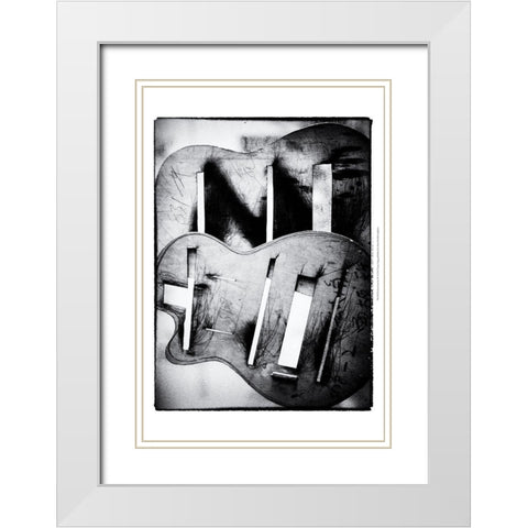 Guitar Factory IV White Modern Wood Framed Art Print with Double Matting by Ling, Tang
