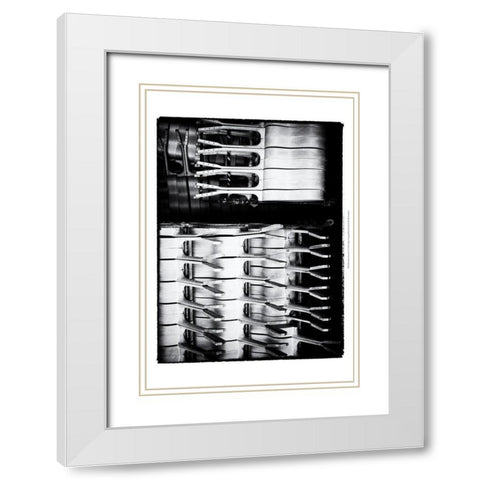 Guitar Factory V White Modern Wood Framed Art Print with Double Matting by Ling, Tang