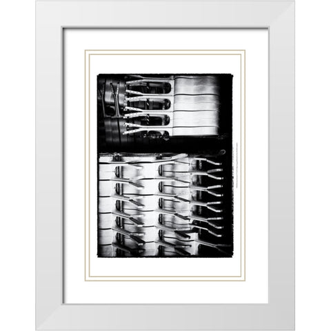 Guitar Factory V White Modern Wood Framed Art Print with Double Matting by Ling, Tang