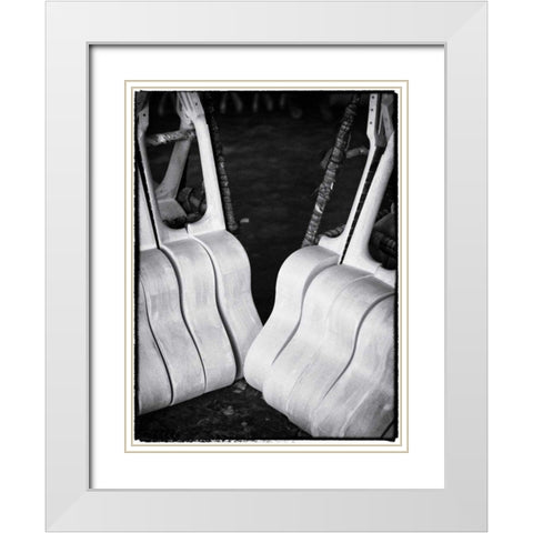 Guitar Factory VI White Modern Wood Framed Art Print with Double Matting by Ling, Tang