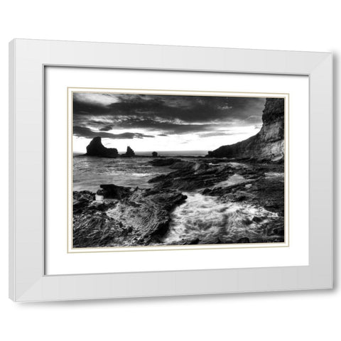 Rushing Tides White Modern Wood Framed Art Print with Double Matting by Nalbandian, Nish