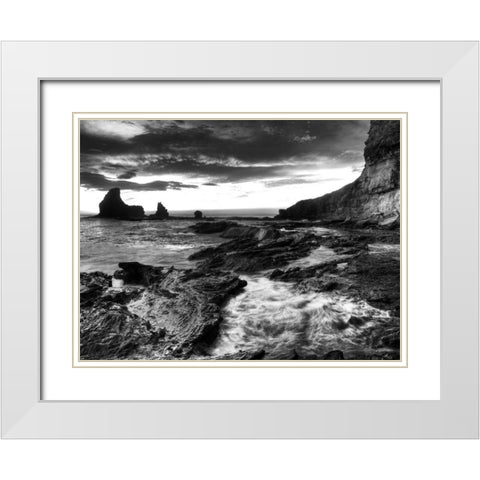 Rushing Tides White Modern Wood Framed Art Print with Double Matting by Nalbandian, Nish