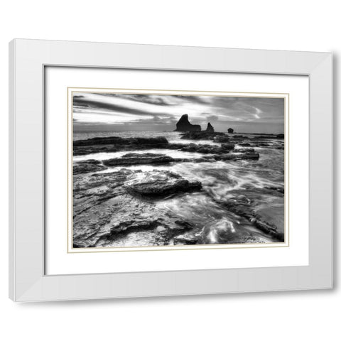 BandW Rushing Tides White Modern Wood Framed Art Print with Double Matting by Nalbandian, Nish