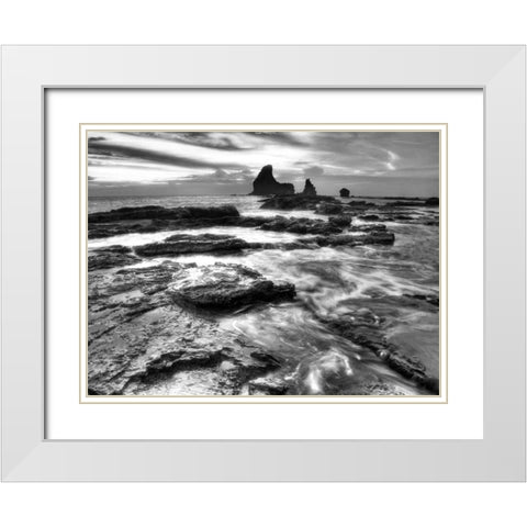 BandW Rushing Tides White Modern Wood Framed Art Print with Double Matting by Nalbandian, Nish