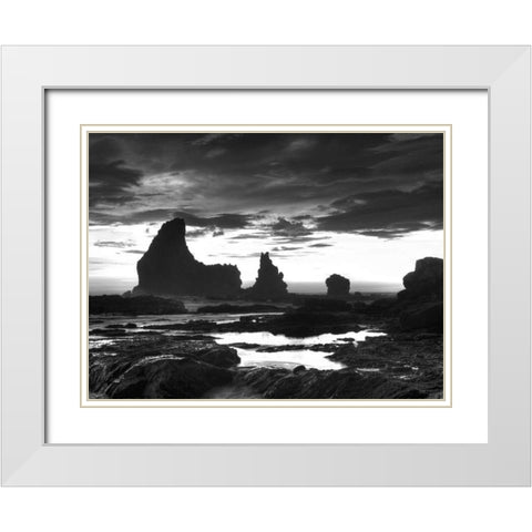 Grey Cloud Tide Sunset White Modern Wood Framed Art Print with Double Matting by Nalbandian, Nish