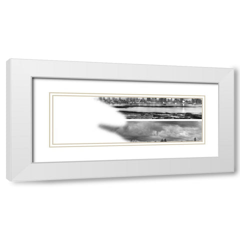 2-Up Skyscape City Panorama White Modern Wood Framed Art Print with Double Matting by Nalbandian, Nish