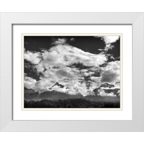 Pyramids, Mountains and Clouds White Modern Wood Framed Art Print with Double Matting by Nalbandian, Nish