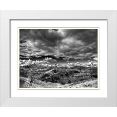 Patchwork Mountains White Modern Wood Framed Art Print with Double Matting by Nalbandian, Nish