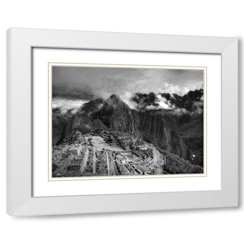 Machu Picchu White Modern Wood Framed Art Print with Double Matting by Nalbandian, Nish