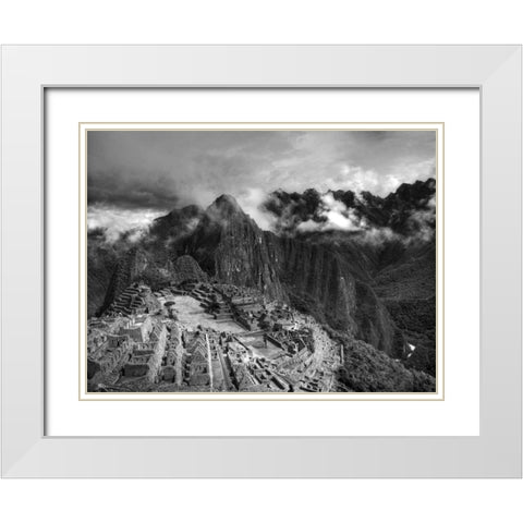 Machu Picchu White Modern Wood Framed Art Print with Double Matting by Nalbandian, Nish