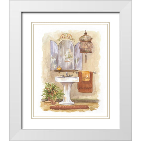 Watercolor Bath in Spice I White Modern Wood Framed Art Print with Double Matting by Van Dijk, Jerianne