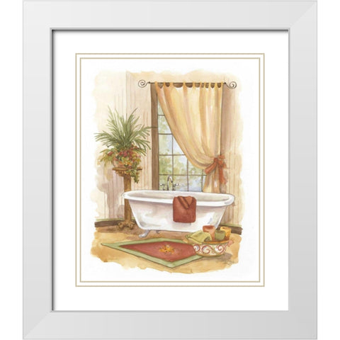 Watercolor Bath in Spice II White Modern Wood Framed Art Print with Double Matting by Van Dijk, Jerianne