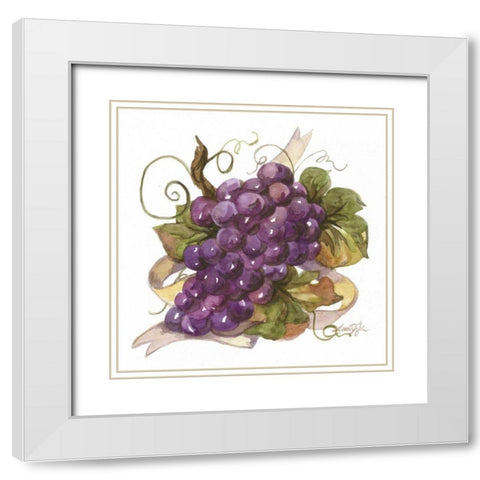 Watercolor Grapes I White Modern Wood Framed Art Print with Double Matting by Van Dijk, Jerianne