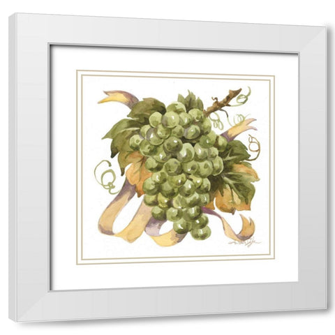 Watercolor Grapes II White Modern Wood Framed Art Print with Double Matting by Van Dijk, Jerianne