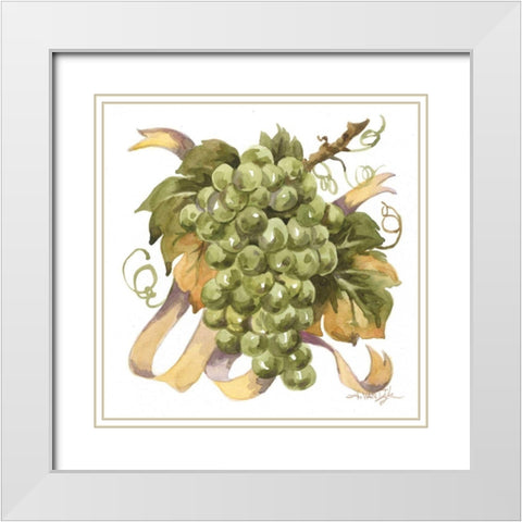 Watercolor Grapes II White Modern Wood Framed Art Print with Double Matting by Van Dijk, Jerianne