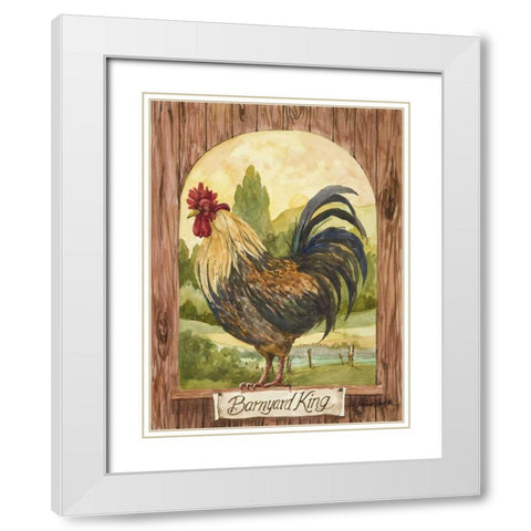 Barnyard King White Modern Wood Framed Art Print with Double Matting by Van Dijk, Jerianne