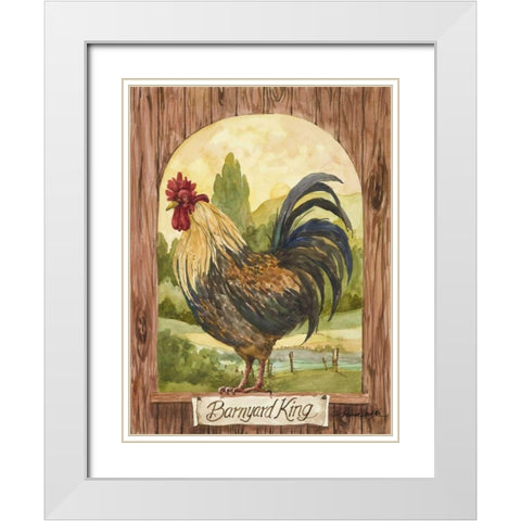 Barnyard King White Modern Wood Framed Art Print with Double Matting by Van Dijk, Jerianne
