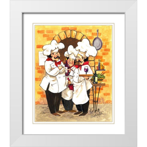 Wine Chefs White Modern Wood Framed Art Print with Double Matting by Van Dijk, Jerianne