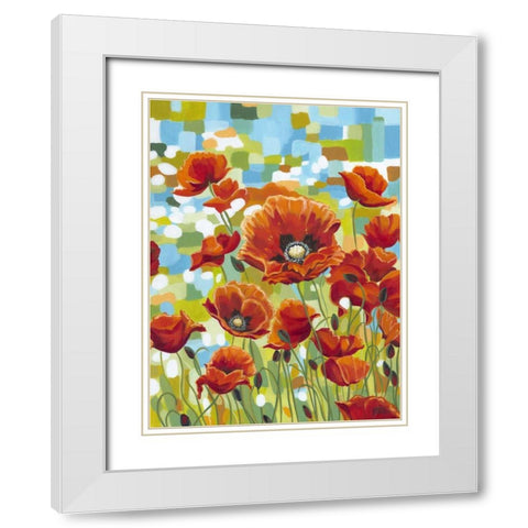 Vivid Poppies I White Modern Wood Framed Art Print with Double Matting by Vitaletti, Carolee