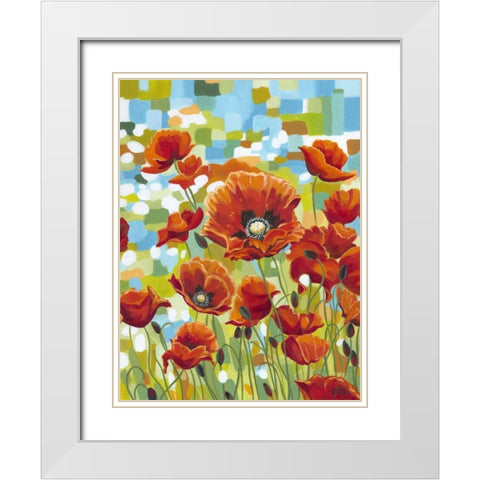 Vivid Poppies I White Modern Wood Framed Art Print with Double Matting by Vitaletti, Carolee