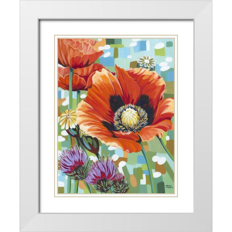 Vivid Poppies II White Modern Wood Framed Art Print with Double Matting by Vitaletti, Carolee