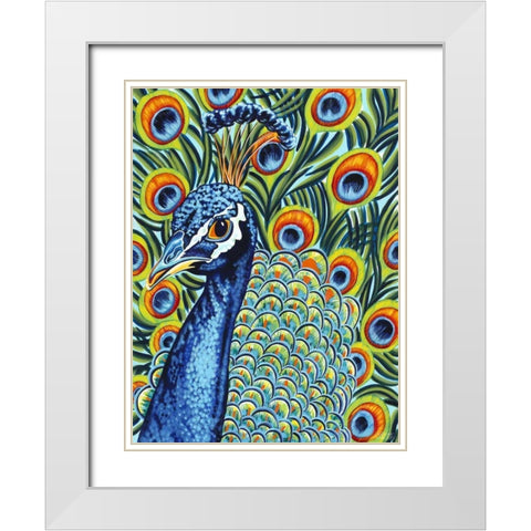 Plumed Peacock I White Modern Wood Framed Art Print with Double Matting by Vitaletti, Carolee