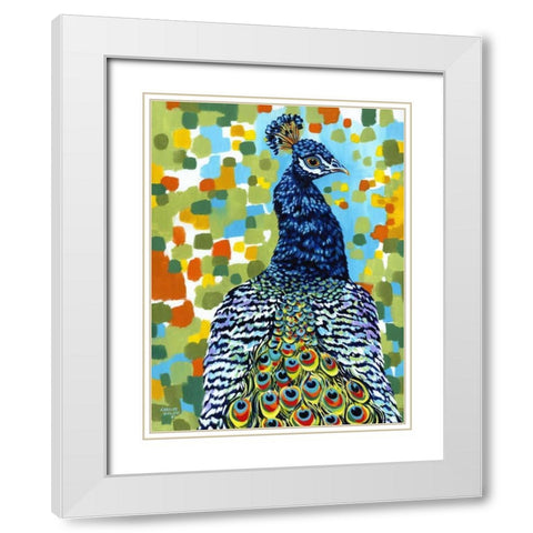 Plumed Peacock II White Modern Wood Framed Art Print with Double Matting by Vitaletti, Carolee