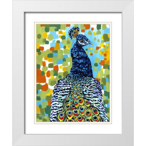 Plumed Peacock II White Modern Wood Framed Art Print with Double Matting by Vitaletti, Carolee