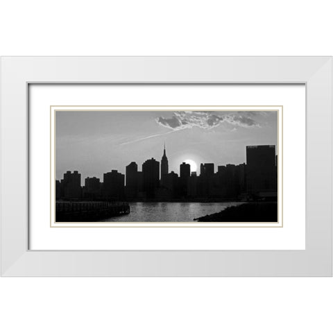 Panorama of NYC I White Modern Wood Framed Art Print with Double Matting by Pica, Jeff