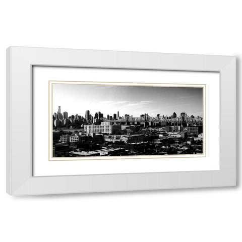 Panorama of NYC II White Modern Wood Framed Art Print with Double Matting by Pica, Jeff