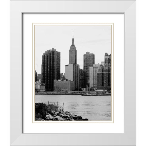 NYC Skyline III White Modern Wood Framed Art Print with Double Matting by Pica, Jeff