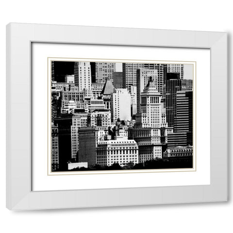 NYC Skyline IX White Modern Wood Framed Art Print with Double Matting by Pica, Jeff