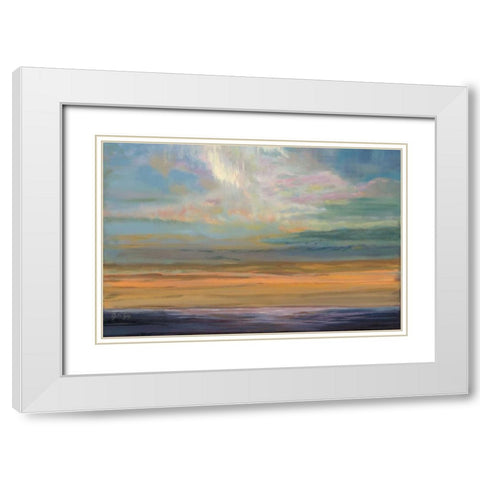 Distant Orange Light White Modern Wood Framed Art Print with Double Matting by Joy, Julie