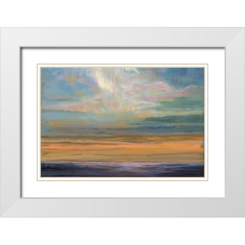 Distant Orange Light White Modern Wood Framed Art Print with Double Matting by Joy, Julie