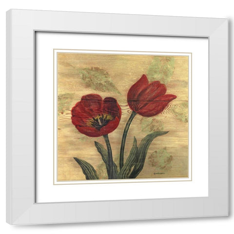 Tulip on Wood White Modern Wood Framed Art Print with Double Matting by Russell, Wendy