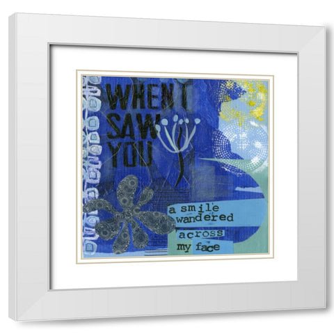 Smile I White Modern Wood Framed Art Print with Double Matting by Velasquez, Deborah