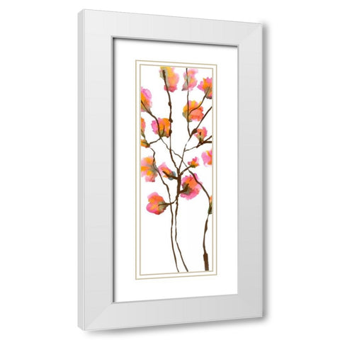 Inky Blossoms I White Modern Wood Framed Art Print with Double Matting by Velasquez, Deborah
