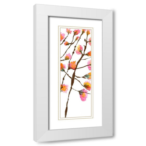 Inky Blossoms II White Modern Wood Framed Art Print with Double Matting by Velasquez, Deborah