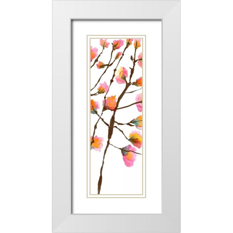 Inky Blossoms II White Modern Wood Framed Art Print with Double Matting by Velasquez, Deborah