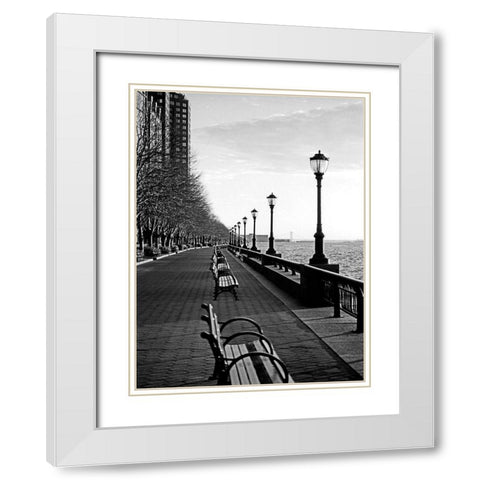 Battery Park City I White Modern Wood Framed Art Print with Double Matting by Pica, Jeff