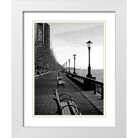 Battery Park City I White Modern Wood Framed Art Print with Double Matting by Pica, Jeff