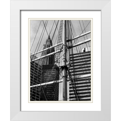 South Street Seaport II White Modern Wood Framed Art Print with Double Matting by Pica, Jeff