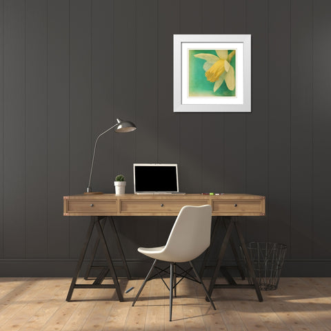 White Flowers V White Modern Wood Framed Art Print with Double Matting by Jorgensen, Jennifer