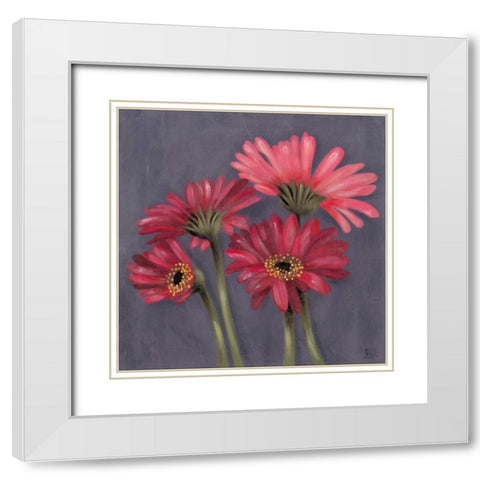 Gerbers on Grey I White Modern Wood Framed Art Print with Double Matting by Reynolds, Jade