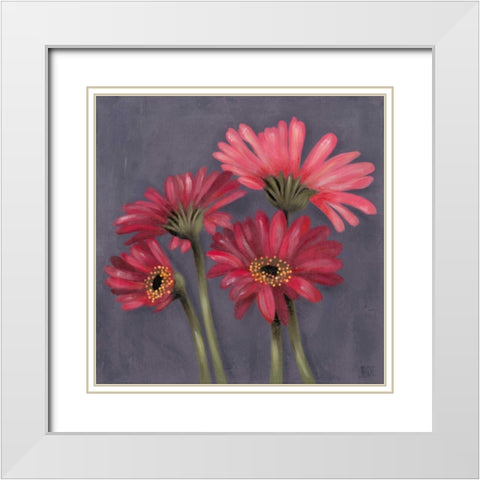Gerbers on Grey I White Modern Wood Framed Art Print with Double Matting by Reynolds, Jade