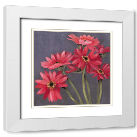 Gerbers on Grey II White Modern Wood Framed Art Print with Double Matting by Reynolds, Jade