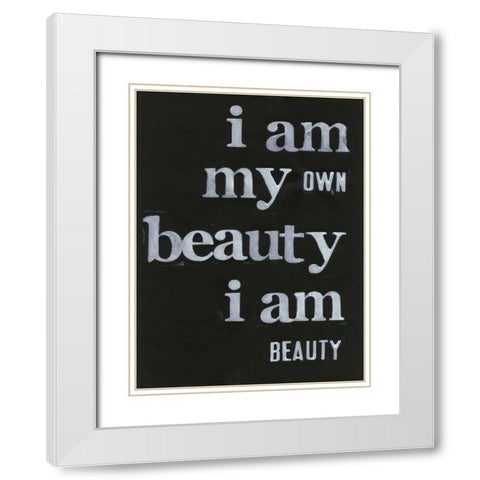 Be Beautiful I White Modern Wood Framed Art Print with Double Matting by Velasquez, Deborah